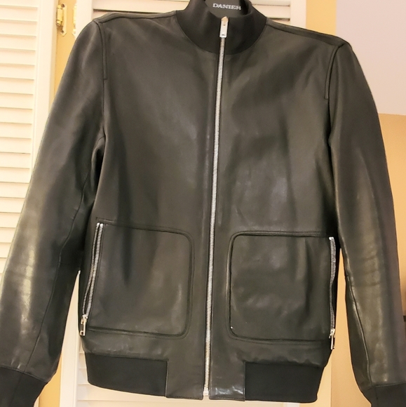 Offical Reiss Black Lamb Skin Leather Bomber Jacke - Picture 3 of 7